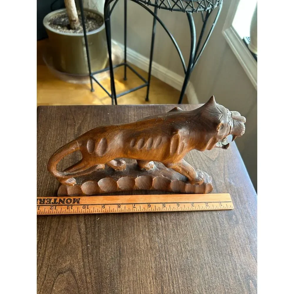Vintage 70’s Hand Carved Wood Tiger